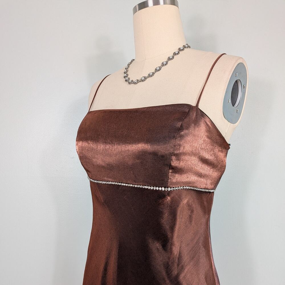 Vintage Night Way Prom Dress Maxi Gown 8 Brown 90S Y2K Regency Grunge Princess - Picture 7 of 14